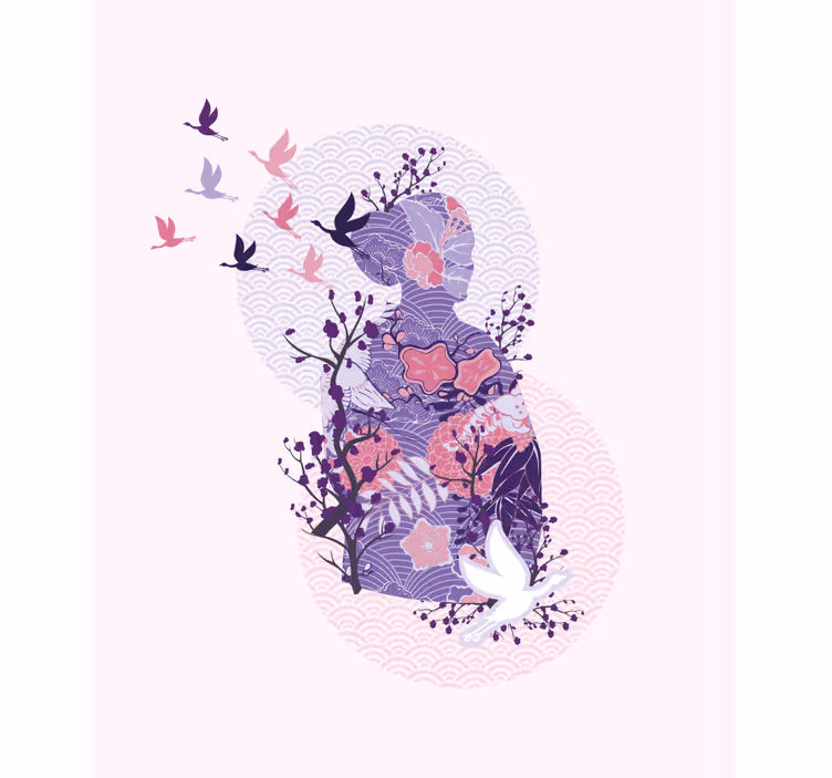 Purple feminine anime character roller blind - TenStickers