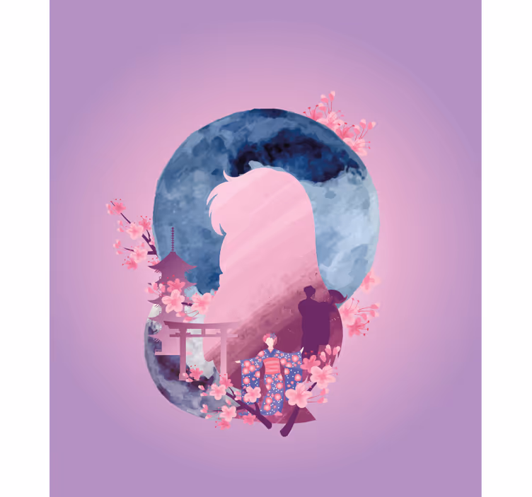 Silhouetted Blossom Scene romantic roller blind - TenStickers