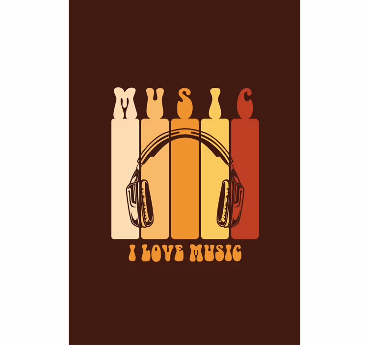 Music headphones design text roller blind - TenStickers
