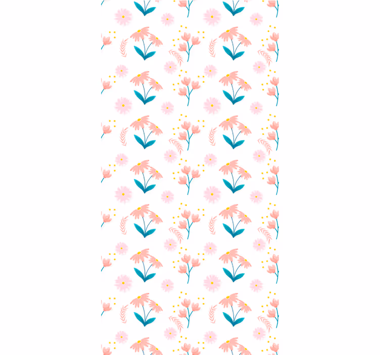 Pink echinacea pattern flowers and plants roller blind - TenStickers