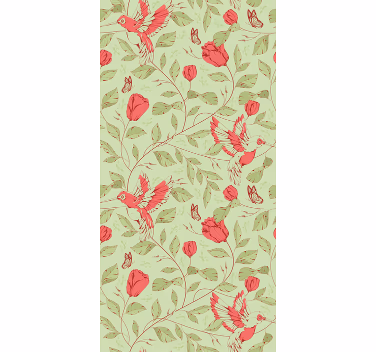Hummingbirds and blooms flowers and plants roller blind - TenStickers