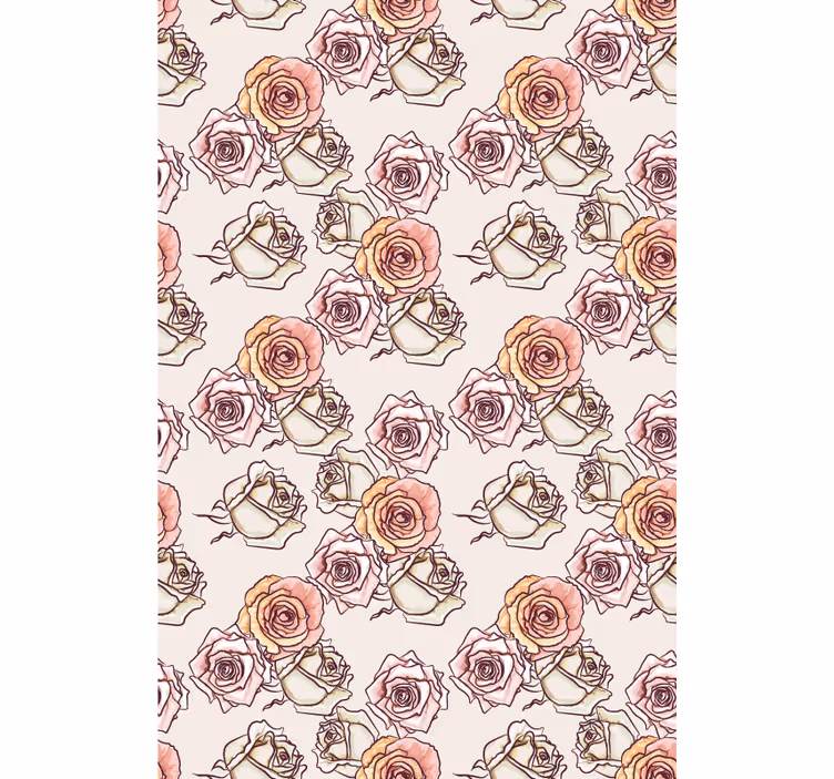 Rose Illustration Pattern flowers and plants roller blind - TenStickers