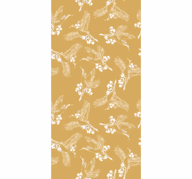 Graceful Avian Theme flowers and plants roller blind - TenStickers