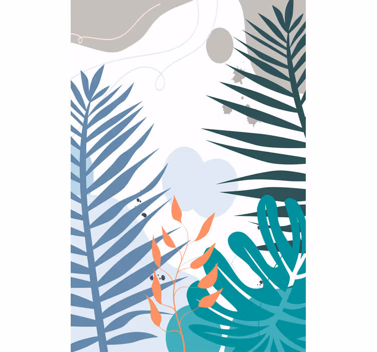 Tropical big leaves flowers and plants roller blind - TenStickers