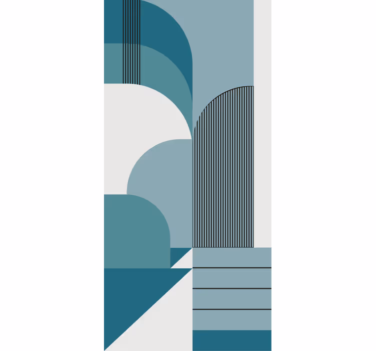 Blue geometric urban design Bathroom blind - TenStickers