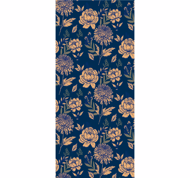 Navy elegant pattern flower roller blind - TenStickers