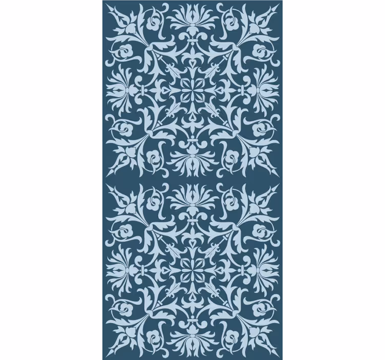 Flowers and plants roller blind in french blue pattern - TenStickers
