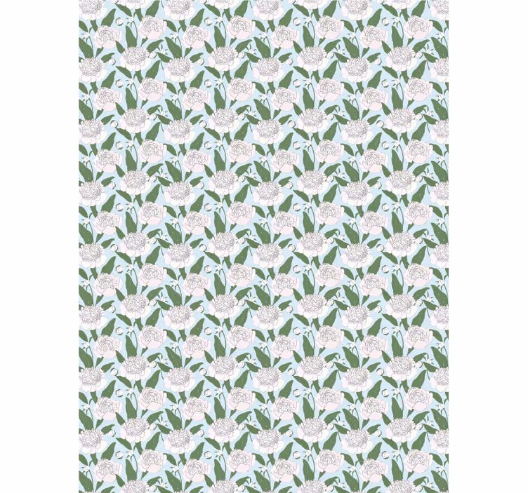 White peony pattern flowers and plants roller blind - TenStickers