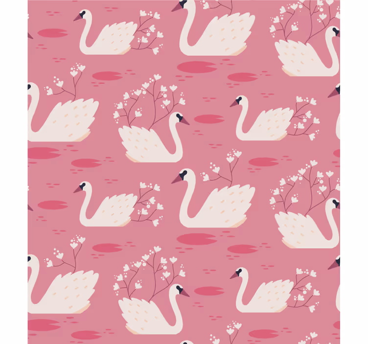 Elegant Swans and Blossoms flowers and plants roller blind - TenStickers