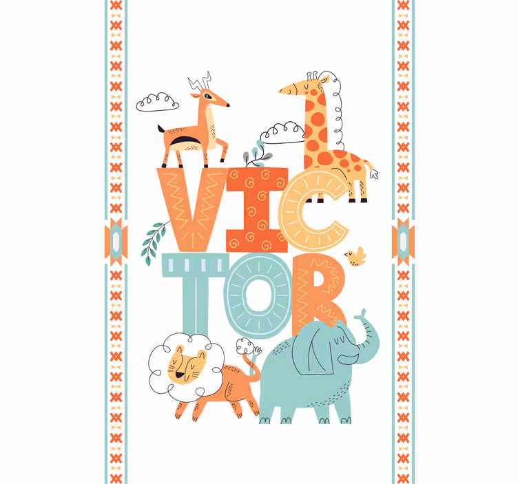Savage animals with name children room roller blind - TenStickers