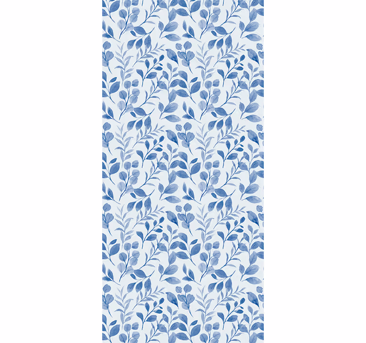 Elegant blue leaf pattern flowers and plants roller blind - TenStickers