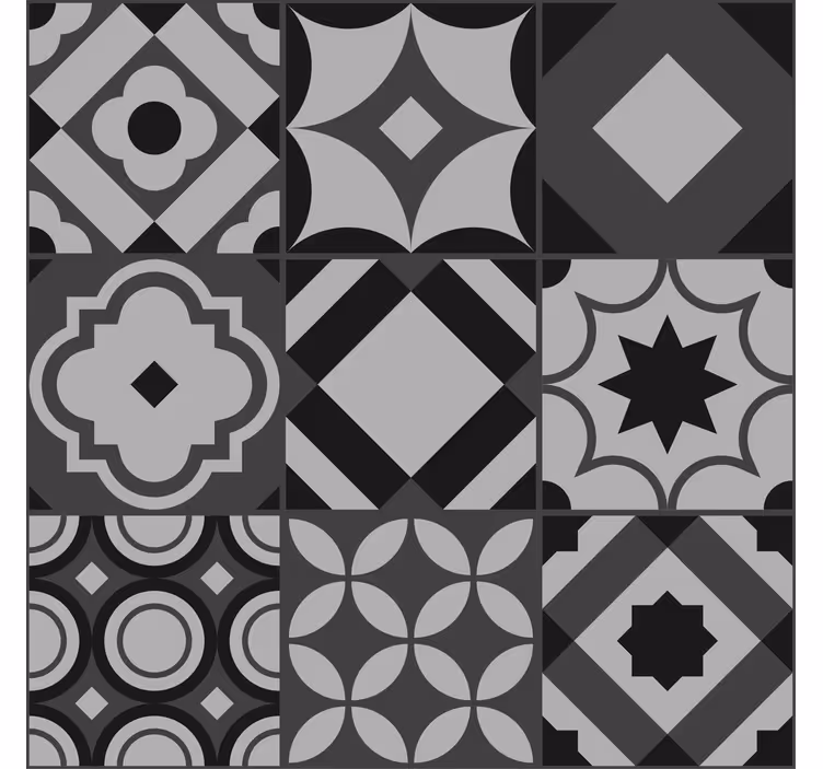 Black Tiles Pattern Kitchen Window Blind - TenStickers