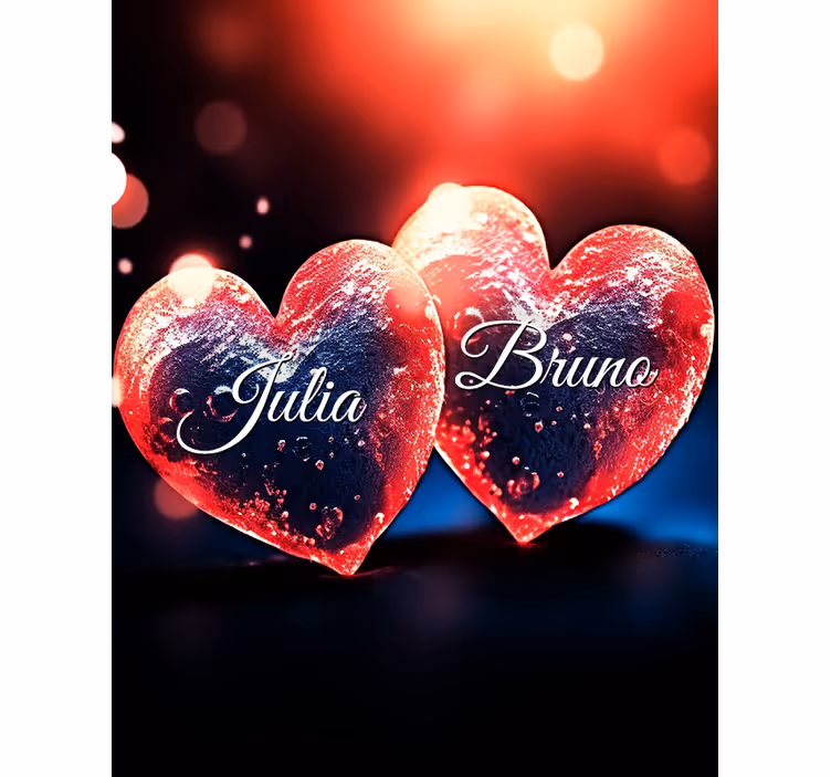 Hearts with name custom window shade - TenStickers