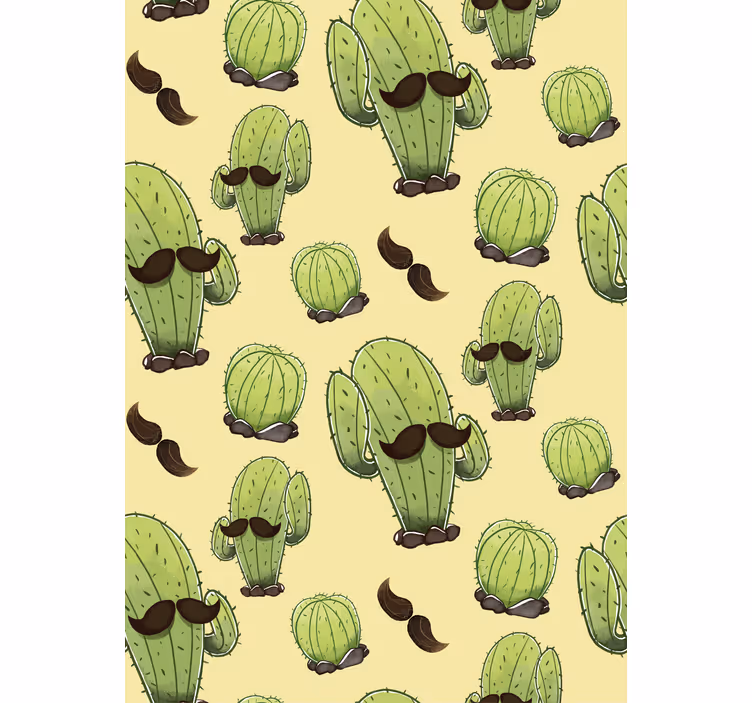 cactus with moustache Living room blind - TenStickers