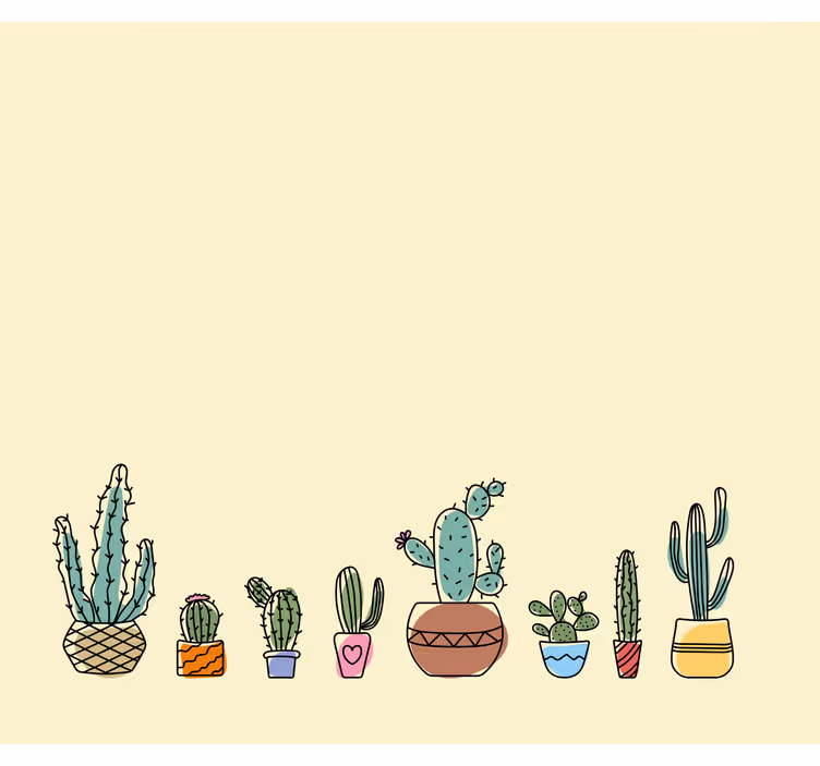 Drawn style cactus roller blind - TenStickers