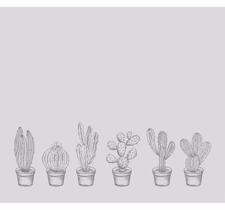 Gray white shades cactus blind - TenStickers