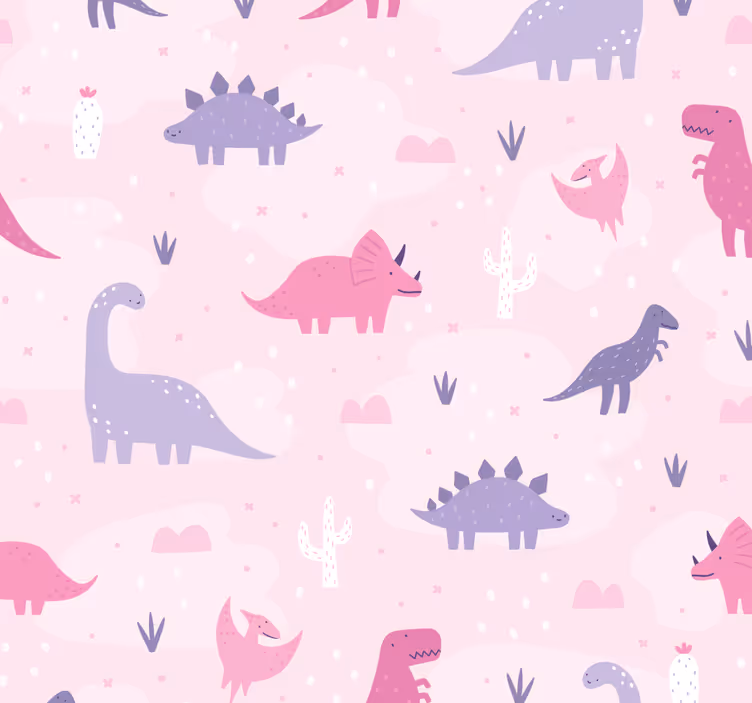 Pink background dinosaur roller blind - TenStickers