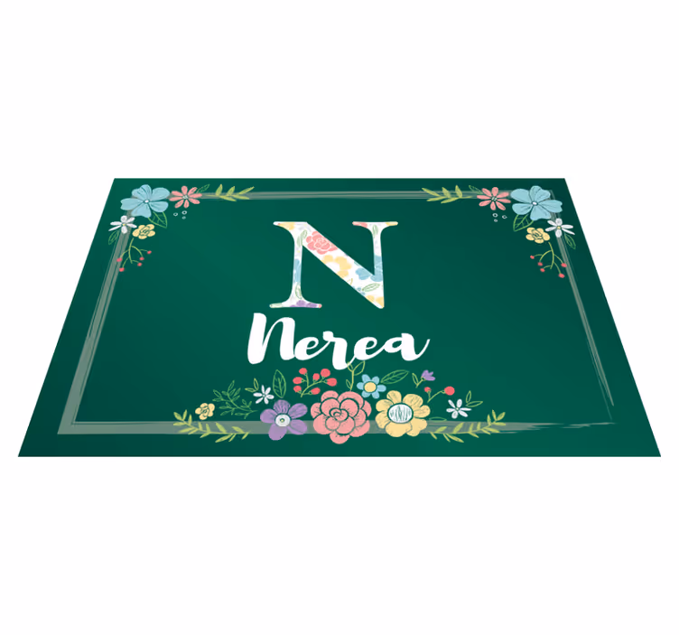 Green with flowers customisable name placemats - TenStickers