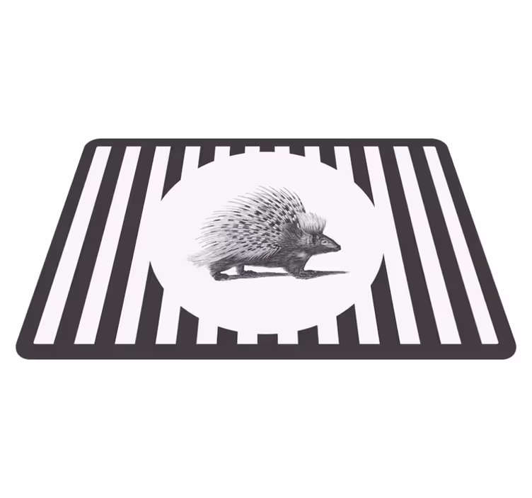 Porcupine art black and white trendy placemats - TenStickers