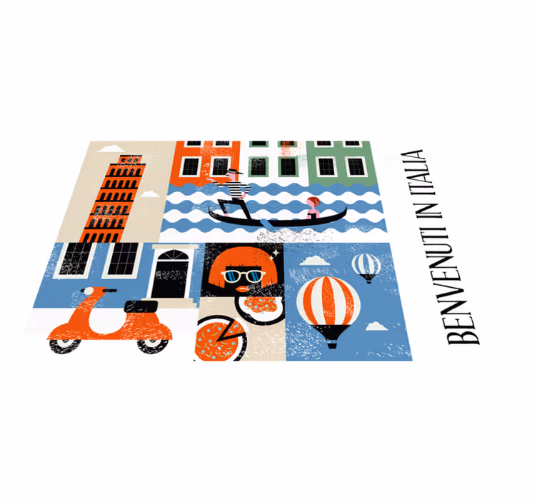 italian most famous food icons placemats - TenStickers