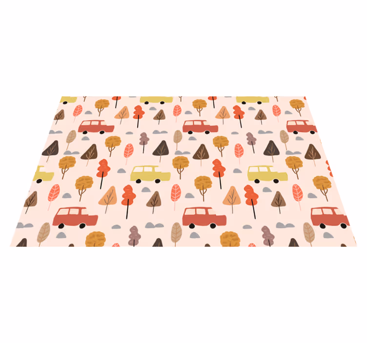 Children placemat colorful car trees - TenStickers