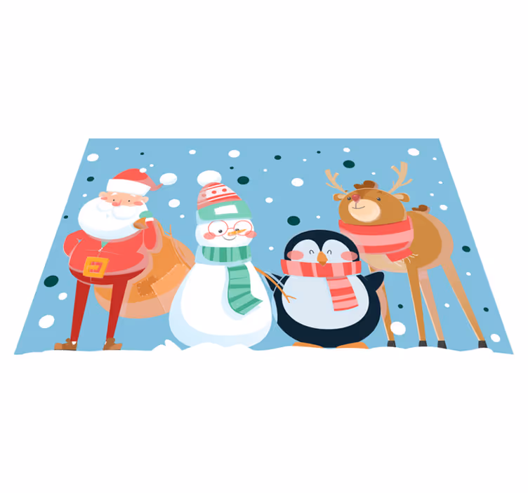 Christmas placemat featuring festive santa characters - TenStickers