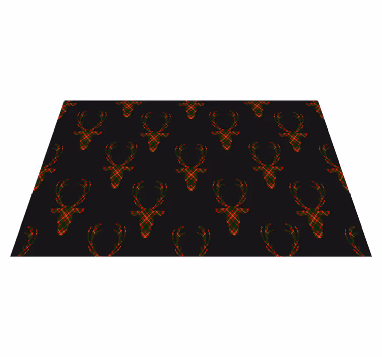 Christmas placemat plaid reindeer silhouettes - TenStickers