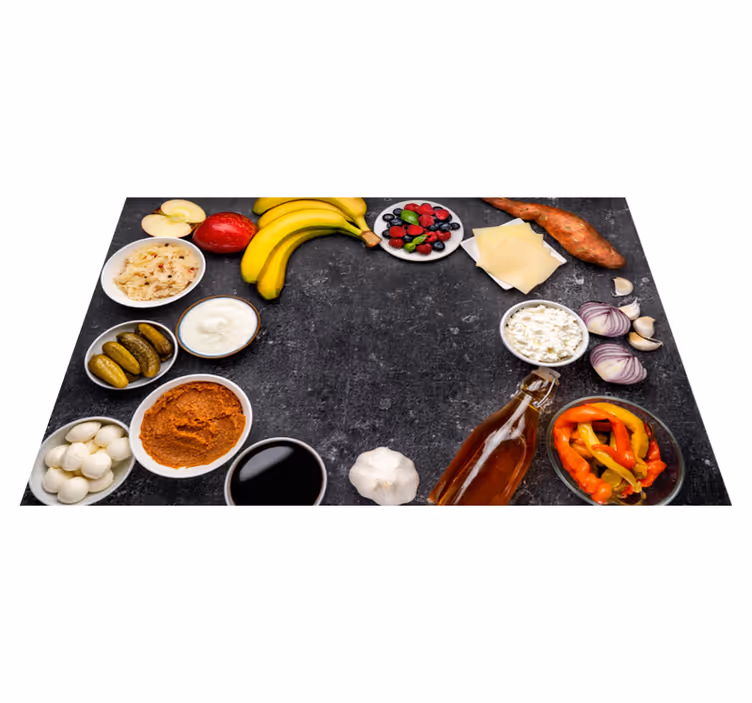 Modern placemat with red bowl ingredients - TenStickers