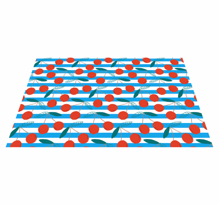 Cherry pattern blue stripe home placemats - TenStickers