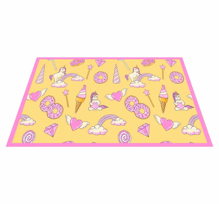 Whimsical unicorn playfulness children placemat - TenStickers