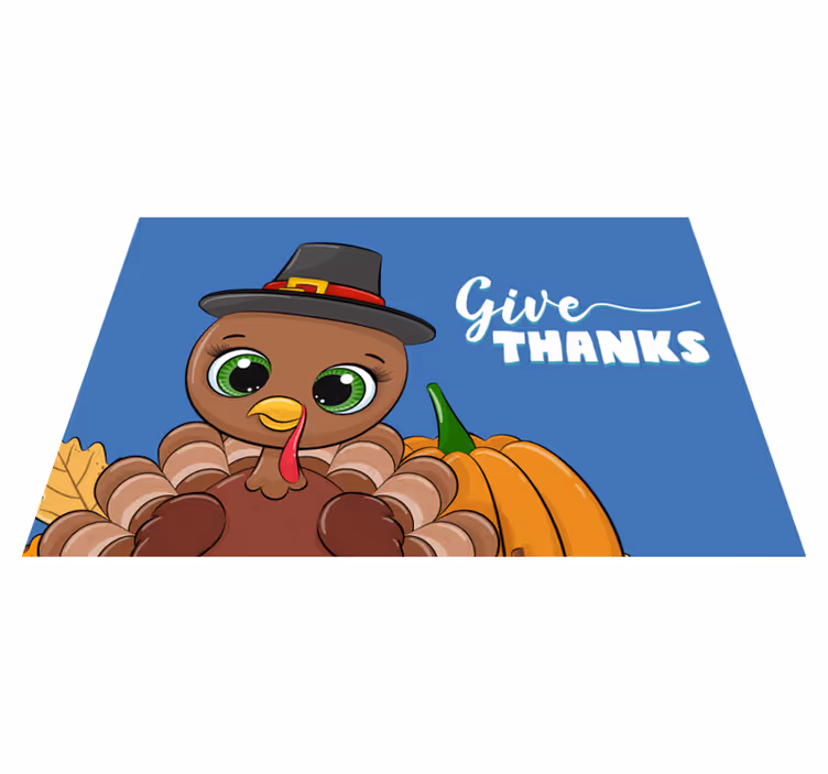 Give thanks cartoon turkey quote placemats - TenStickers