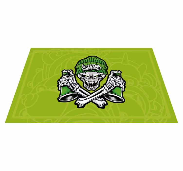 Green skull glasses graffiti  original placemats - TenStickers