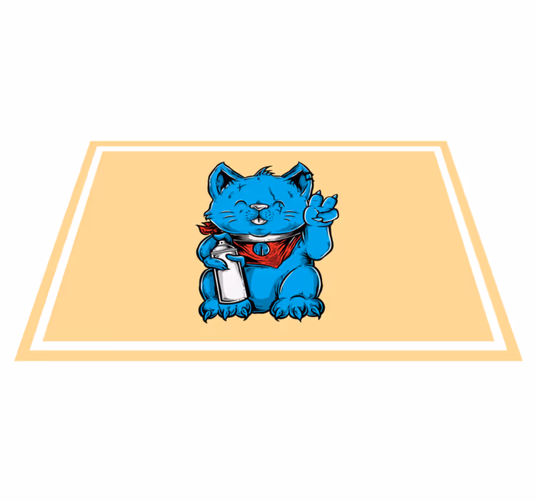 Cheerful blue cat children placemat - TenStickers