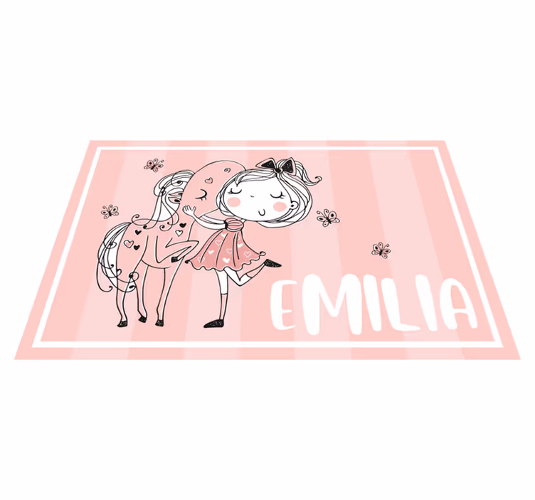 Children placemat charming girl horse - TenStickers