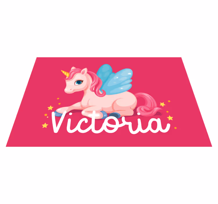 Funny pink happy unicorn Personalised placemats - TenStickers