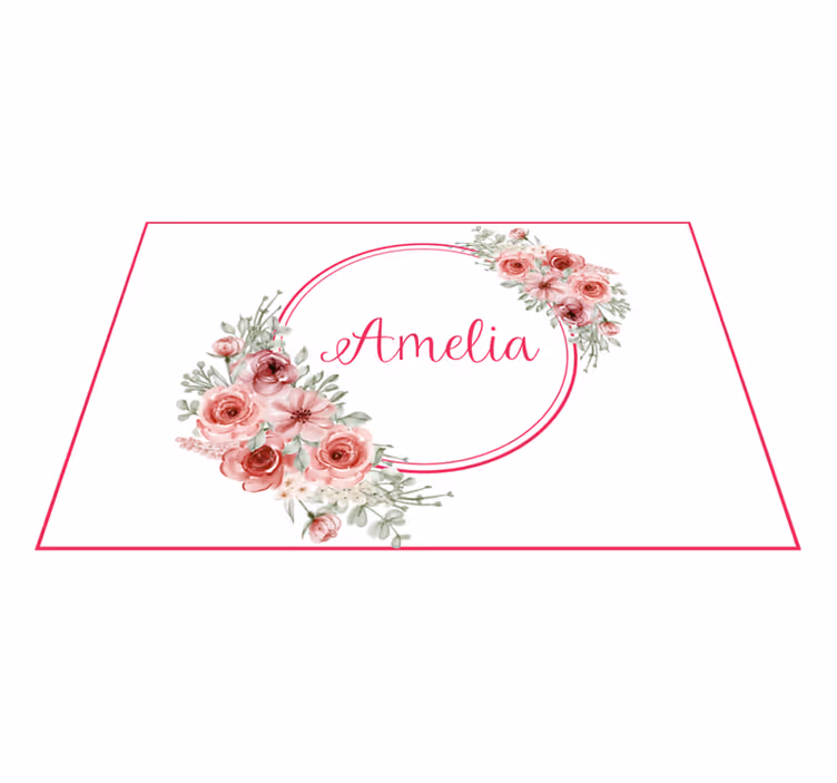 Pink flowers and circle Personalised placemats - TenStickers