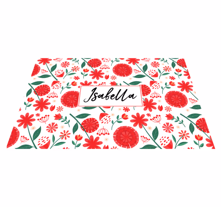 Personalizable placemat floral name design - TenStickers
