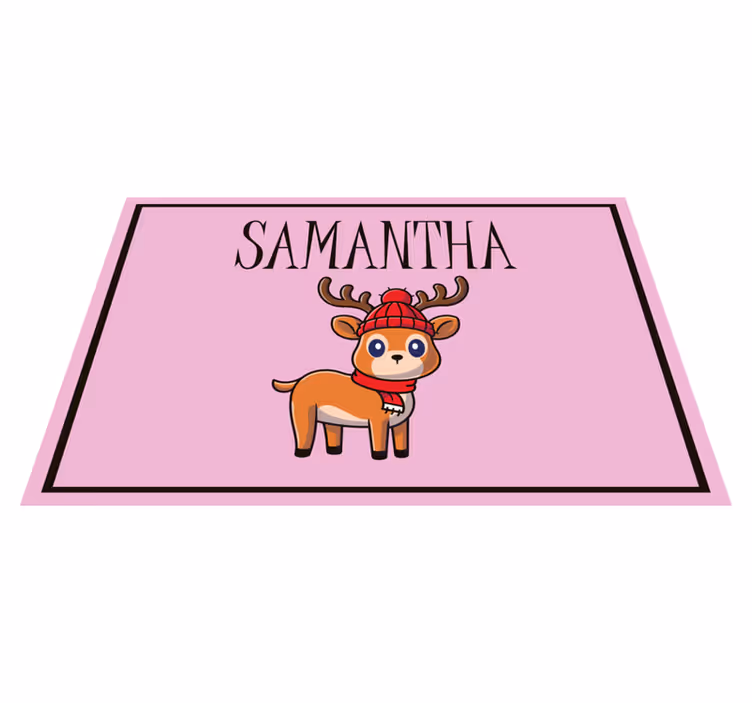 Baby reindeer with name Christmas placemats - TenStickers