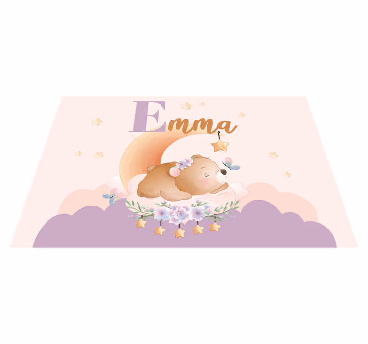 Cute animals bear with name children placemats - TenStickers