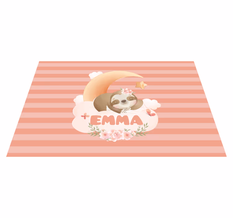 Cute animals sloth with name children placemats - TenStickers