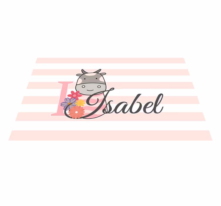 Cute animals cow with name children placemats - TenStickers