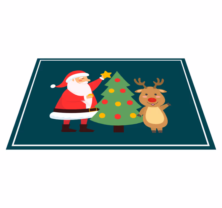 Christmas placemat santa and reindeer design - TenStickers