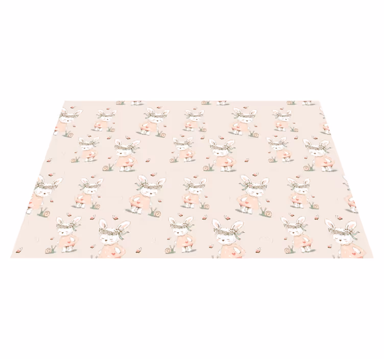 Bunny with flowers blue 80's pattern placemats - TenStickers