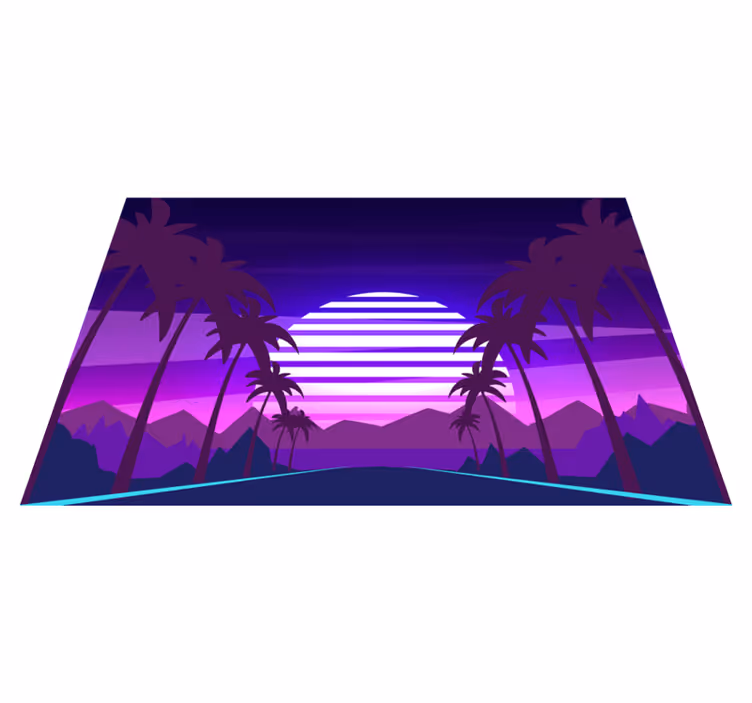 Modern placemat tropical sunset landscape - TenStickers