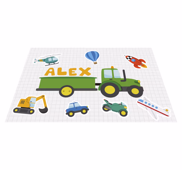 Cartoon transport Personalised placemat - TenStickers