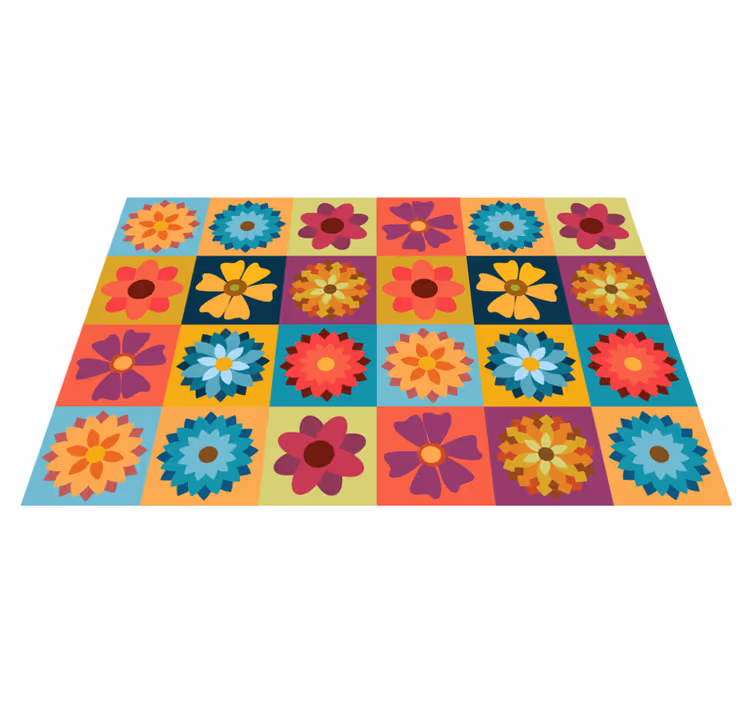 colored flower tiles modern placemats - TenStickers