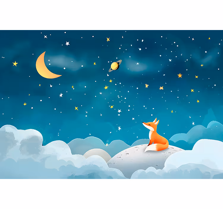 Fox on the sky nursery mural - TenStickers