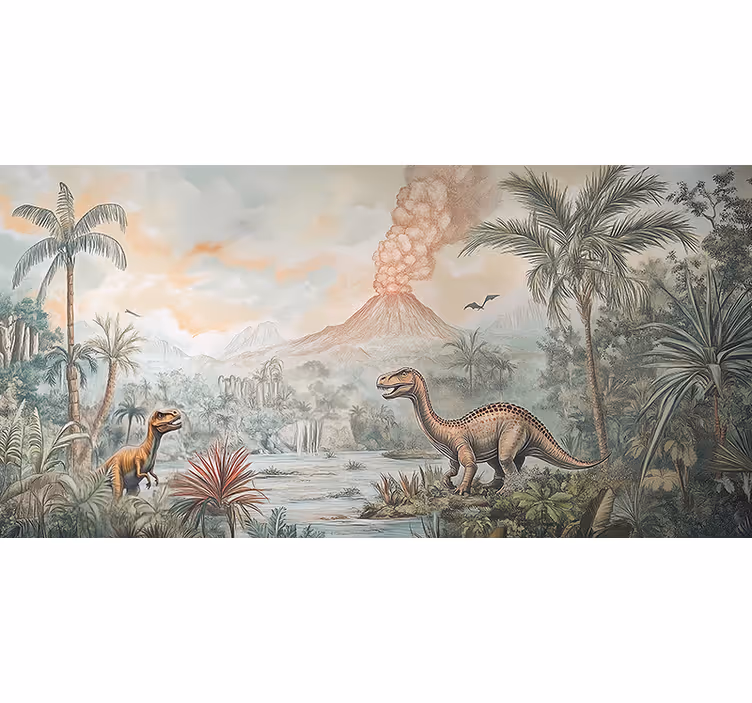 Jurassic landscape children wall mural - TenStickers