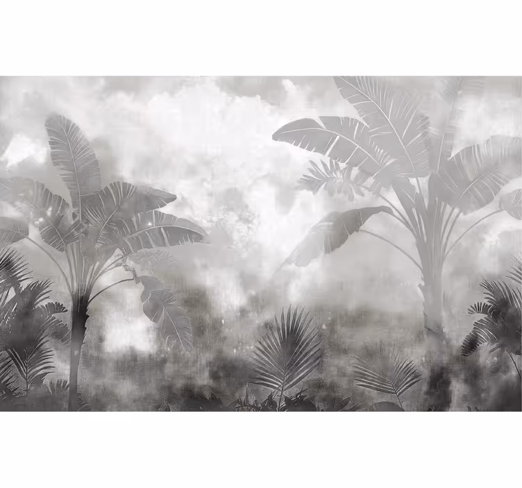 Black and white palms bathroom mural - TenStickers