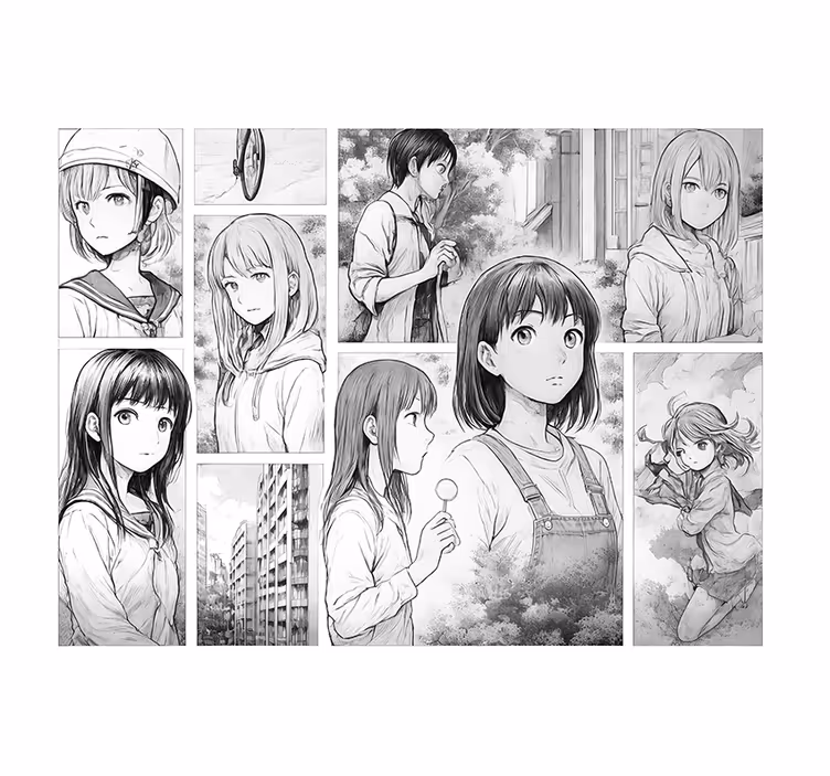 Black and white manga teenage wall mural - TenStickers